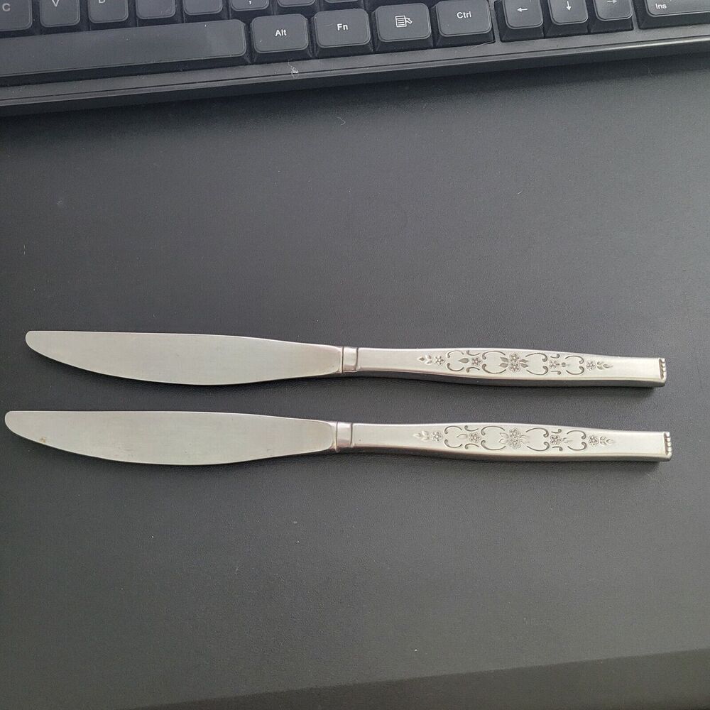 2 Oneida Spanada knives premiere stainless WMA Roger's MCM flatware 9.25"  Vtg